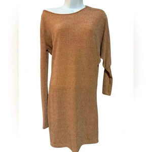 Caramel Gold Sparkly off the shoulder Mini dress, EUC, size M